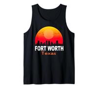 Fort Worth Texas State USA Vintage Retro Sunset City Skyline Camiseta sin Mangas