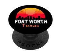 Fort Worth Texas State USA Vintage Retro Sunset City Skyline PopSockets PopGrip Adhesivo
