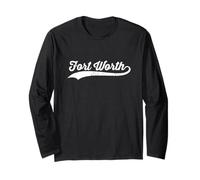 Fort Worth Texas Vintage Cursiva US City Name Retro Sports Manga Larga