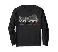 Fort Worth Travel Vintage Skyline Manga Larga