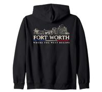 Fort Worth Travel Vintage Skyline Sudadera con Capucha
