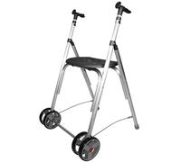 Forta - Andador Kamaleón, Andador para ancianos, Ruedas dobles fijas delanteras, Andador Plegable, Incluye asiento, Peso máximo 150 kg, Negro
