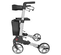 Forta - Andador Rollator Karibú, Andador para Ancianos, con Asiento y Cesta de tela, Freno de maneta, Andador Plegable, Peso máximo 130 kg, Talla L, Blanco