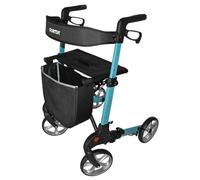 Forta - Andador Rollator Karibú, Andador para Ancianos, con Asiento y Cesta de tela, Freno de maneta, Andador Plegable, Peso máximo 130 kg, Talla M, Verde Esmeralda