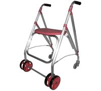 Forta Ara Plus - Andador Ligero y Plegable para Personas Mayores - Para Uso en Exteriores - Con Asiento Integrado, Regulable en Altura, Freno de Presión, Capacidad de Carga hasta 130 Kg (Coral)