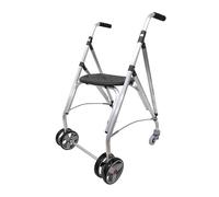 Forta Ara Plus - Andador Ligero y Plegable para Personas Mayores - Para Uso en Exteriores - Con Asiento Integrado, Regulable en Altura, Freno de Presión, Capacidad de Carga hasta 130 Kg (Negro)