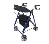 Forta Drakon 2 - Andador ligero y plegable para personas mayores - Con asiento, regulable en altura, freno de mano, para uso en exteriores - Capacidad de carga hasta 130 kg (Azul)