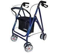 Forta Drakon II - Andador ligero y plegable para personas mayores - Con asiento, regulable en altura, freno de mano, para uso en exteriores - Capacidad de carga hasta 130 kg (Azul)
