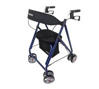 Forta Drakon II - Andador ligero y plegable para personas mayores - Con asiento, regulable en altura, freno de mano, para uso en exteriores - Capacidad de carga hasta 130 kg (Azul)
