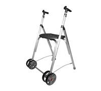 Forta Kamaleon - Andador Ligero y Plegable para Personas Mayores - Con Asiento, Altura Regulable y Ruedas Dobles Delanteras Fijas - Para Uso en Interiores - Capacidad de Carga hasta 150 kg (Negro)