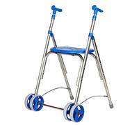 Forta Kamaleon - Andador Ligero y Plegable para Personas Mayores - Con Asiento, Altura Regulable y Ruedas Dobles Delanteras Fijas - Para Uso en Interiores - Capacidad de Carga hasta 150 kg (Azul)