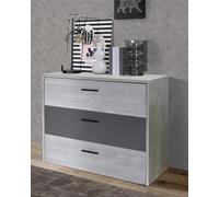 Forte Aparador Leonard con 3 cajones, Material de Madera, Roble Gris nórdico/Gris Mate, An x Al x P: 99,8 x 79,9 x 41,5 cm