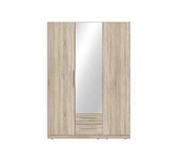 Forte Armario CADIXO 150 160 con espejo, estilo escandinavo, 3 puertas, 2 cajones, roble Sonoma, 150x213x59 cm