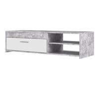 Forte Armario para TV LOWBOARDS 120, Mueble bajo con 1 Puerta, Estante para TV, Madera, Aspecto de hormigón, Gris Claro/Blanco, 120 cm de Ancho x 31,8 cm de Alto x 42,1 cm de Profundidad