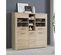 Forte Baltimore Vitrina con 5 Puertas, Material de Madera, Roble Sonoma, An x Al x P: 146,3 x 137,4 x 41,3 cm