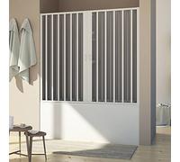 Forte BR221001 Mampara de bañera de puerta reducible, apertura central, blanco, 140-170, altura de 150 cm