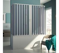 Forte BR230001 Mampara de bañera de 3 lados reducible, apertura central, blanco, 70 x 150 cm - 170 x 70 cm, altura de 150 cm