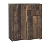 Forte Cómoda TEMPRA 2 con 2 puertas y 2 cajones, material de madera, decoración Old Wood Vintage, (An x Al x P) 73,7 x 85,5 x 34,8 cm