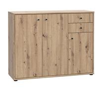 Forte Cómoda TEMPRA 2 con 3 puertas y 2 cajones, material de madera, decoración roble artesanal, (An x Al x P) 108,8 x 85,5 x 34,8 cm