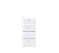 Forte Cómoda Tempra 2 con 4 cajones, material de madera, blanca, An x Al x P: 38,6 x 85,5 x 34,8 cm