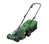 Forte Cortacésped eléctrico de 1400 W y 34 cm con un Ancho de Corte de 34 cm, 6 Alturas de Corte Ajustables y un Rodillo Trasero. Potente cortacésped eléctrico para césped pequeño a Mediano
