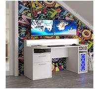 Forte Escritorio gaming TEZAUR con 1 puerta y 1 cajón, material de madera, blanco, (An/Al/P): 160 / 91,1 / 72 cm