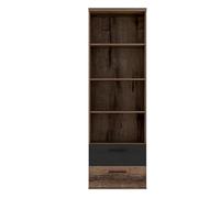 Forte Jacky Estantería 2, Material de Madera, Roble Noble/Roble Noble con Texto/Roble Negro, An x Al x P: 220,1 x 210,5 x 62,5 cm