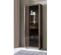 Forte Muebles Savona Vitrina, Material de Madera, Negro/Roble Noble/Negro Alto Brillo, An x Al x P: 73,3 x 197 x 42,3 cm