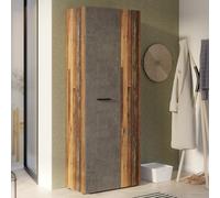 Forte NET106 Armario Multiusos 70 180, Armario de aspiradora, Armario de 2 Puertas con estantes de Madera de Roble Vintage, 68,7 cm de Ancho x 181,1 cm de Alto x 36,5 cm de Profundidad