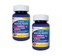 Forté Noche Gummies Pack 2 x 60 | Melatonina, GABA y 4 Plantas | Pack doble con 120 gummies de melatonina, GABA, Amapola de California, Melisa y Tila. Sabor mora. 1 gominola por noche