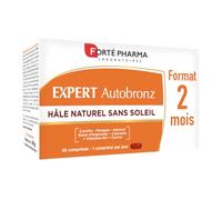 Forté Pharma Expert Autobronz Hezo natural sin sol 60 comprimidos | Suplemento dietético bronceado sol, cobre, zanahoria, mango, cúrcuma, vitamina B3, programa renovable de 60 días