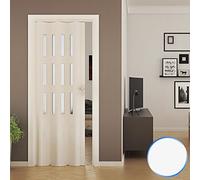 Forte Puerta Plegable de Interior de PVC 88,5x214 cm Blanco - Vidrio Satén Mod.Luciana