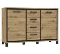 Forte Trondheim Aparador con 4 cajones y 2 Puertas, Material de Madera, Roble Artesanal/Roble Negro, An x Al x P: 138,4 x 91,3 x 41,5 cm