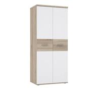 Forte WINNIE 80 Armario moderno para habitación infantil, estilo escandinavo, 2 puertas, roble sonoma, decoración de madera de roble/blanco, 80 cm de ancho x 189 cm de alto x 53 cm de profundidad