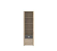 Forte Yoop Estantería con 1 puerta, material de madera, decoración roble Sonoma combinado con gris mate, An x Al x P: 58,8 x 194,4 x 41,3 cm