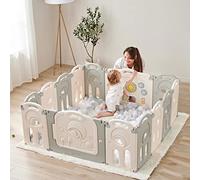 Fortella Cloud Castle - Parque plegable para niños con pizarra blanca y pared de actividad, para interiores o exteriores (14 paneles)