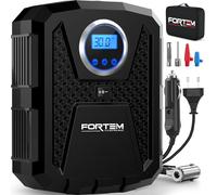FORTEM Inflador de Ruedas de Coche, Compresor de Aire - Compresor de Aire Portátil para Ruedas de 230V AC 12V DC con Luz LED - Manómetro Digital, Autobombeo, Parada Automática - Bolsa de transporte
