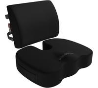 FORTEM Pack Cojín Silla Oficina y Almohada Lumbar - Cojín para Silla Ordenador en Forma De U y Almohada Lumbar con Espuma Viscoelástica para Asiento Coche, Gaming, Trabajo - Fundas Lavables