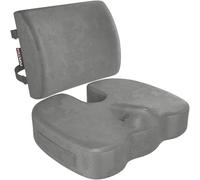 FORTEM Pack Cojín Silla Oficina y Almohada Lumbar - Cojín para Silla Ordenador en Forma De U y Almohada Lumbar con Espuma Viscoelástica para Asiento Coche, Gaming, Trabajo - Fundas Lavables