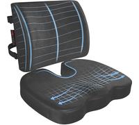 FORTEM Pack Cojín Silla Oficina y Almohada Lumbar - Cojín para Silla Ordenador en Forma De U y Almohada Lumbar con Espuma Viscoelástica para Asiento Coche, Gaming, Trabajo - Fundas Lavables