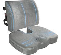 FORTEM Pack Cojín Silla Oficina y Almohada Lumbar - Cojín para Silla Ordenador en Forma De U y Almohada Lumbar con Espuma Viscoelástica para Asiento Coche, Gaming, Trabajo - Fundas Lavables
