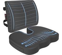 FORTEM Pack Cojín Silla Oficina y Almohada Lumbar - Cojín para Silla Ordenador en Forma De U y Almohada Lumbar con Espuma Viscoelástica para Asiento Coche, Gaming, Trabajo - Fundas Lavables