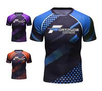 Fortitude MMA Rashguard | No Gi BJJ Rash Guard para Artes Marciales Mixtas y de Lucha de sumisión | Camiseta de compresión Base Capa Manga Corta (Blue, Small)