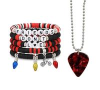 Fortivae Pulsera y Collar Inspirados en La Amistad Entre Desconocidos, 6 Piezas Pulsera y Collar Friends Don't Lie, Accesorios de Joyería con Charms, Regalos para Fans de Stranger, Amigos y Amantes