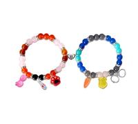 Fortivae Pulseras a Juego para Parejas, Mejores Amigos, Amistad, 2 Pcs Bracelets with Charms, Joyas con Dijes, Pulseras Personalizadas con Dibujos Animados, Regalos para Fans, Amigos y Amantes