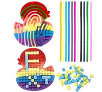 Fortivae Tabla de Actividad Sensorial, Montessori Sensery Activity Board, Sensoriales Fidget Toy con 11 Cuerdas y 50 Frijoles, para Autismo TDAH Juguetes Adultos(Pato Color