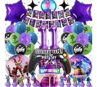Fortnit Cumpleaños Decoracion Kit 11 años, Videojuegos para Globos del Controlador Gaming Gamer 3D, Gozuein Decoraciones Fortnit Cumpleaños Infantil, 45PCS Artículos Partyware Temática Videojuego Niño
