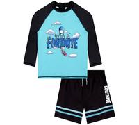 Fortnite Bañador Niño, Conjunto De Baño De Dos Piezas, Bañador Natacion Niño Manga Larga Azul Y Negro 8-9 Años