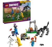 LEGO Fortnite Campamento de Banano y Bujía - Figuras Articuladas de Lobo y Llama, Hoguera y 3 Minifiguras con Armas de Juguete - Regalo Gamer para Niños y Niñas de 7+ Años Fans del Videojuego 77075