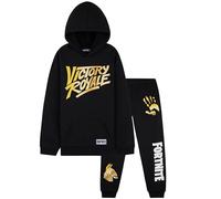 Fortnite Chándal Niño Adolescente Conjunto con Sudadera con Capucha y Pantalón, Ropa Deportiva Infantil Cálida, Regalo Niños (13-14 Años, Negro/Amarillo)